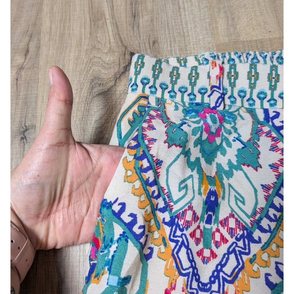 ZARA Size XS Flared Pants Boho Print High Waist Festival Palazzo Eclectic - Picture 4 of 8